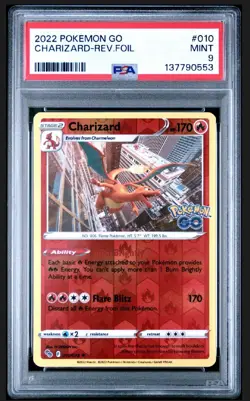 2022 Pokemon GO Charizard #010 Reverse Foil PSA 9 MINT - Image 1