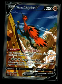 Pokemon TCG Galarian Zapdos V Alternate Full Art Chilling Reign 174/198 NM - Image 1