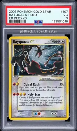 2005 Pokemon Gold Star EX Deoxys Rayquaza Holo #107 - PSA 3 - (13 CERT) - Image 1