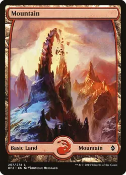 Lot of 20x Mountain #267 - BFZ Battle for Zendikar - MTG Magic FULL ART Land NM - Image 1