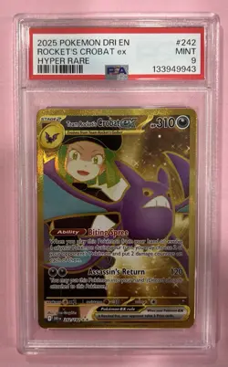 2025 POKEMON DESTINED RIVALS TEAM ROCKET'S CROBAT EX HYPER RARE PSA 9 MINT - Image 2