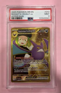 2025 POKEMON DESTINED RIVALS TEAM ROCKET'S CROBAT EX HYPER RARE PSA 9 MINT - Image 4
