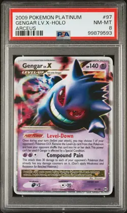 2009 POKEMON PLATINUM ARCEUS #97 GENGAR LV.X-HOLO PSA 8 - Image 1