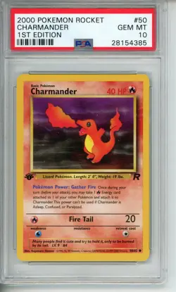 2000 Pokemon Rocket Charmander 1st Edition 50/82 PSA 10 Gem Mint - Image 1