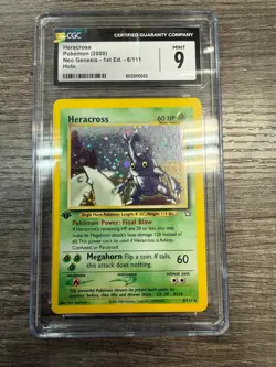 CGC 9 MINT Heracross 1st Edition 6/111 Holo Pokemon 2000 Neo Genesis - Image 1