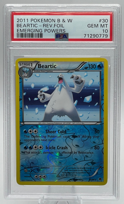 2011 POKEMON BLACK & WHITE EMERGING POWERS #30 BEARTIC REVERSE FOIL PSA 10 GEM - Image 1