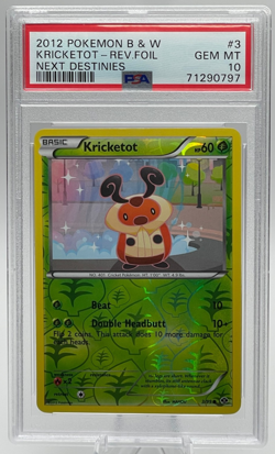 2012 POKEMON BLACK & WHITE NEXT DESTINIES #3 KRICKETOT REVERSE FOIL PSA 10 GEM - Image 1