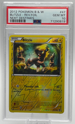 2012 POKEMON BLACK & WHITE NEXT DESTINIES #47 BLITZLE REVERSE FOIL PSA 10 GEM MT - Image 1