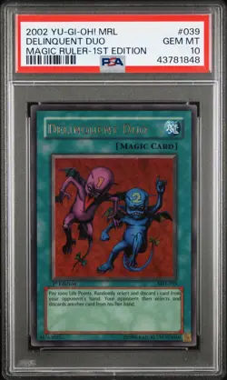 2002 YU-GI-OH! MRL-MAGIC RULER 1ST ED #039 DELINQUENT DUO PSA 10 - Image 1