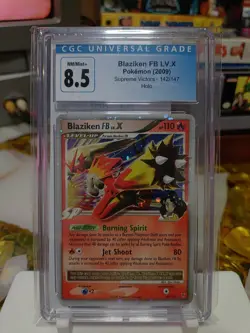 CGC 8.5 Blaziken FB LV.X 2009 Supreme Victors 142/147 Holo Pokemon Card - Image 1
