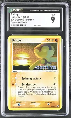 CGC 9 MINT Baltoy 2005 EX Deoxys 53/107 Reverse Holo Stamped Pokemon Card - Image 1