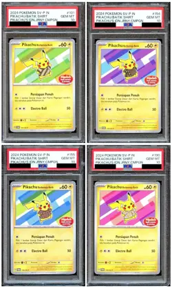 Lot Set PSA 10 Pikachu Batik 101 154 155 190 Indonesia Journey Promo Pokemon - Image 1