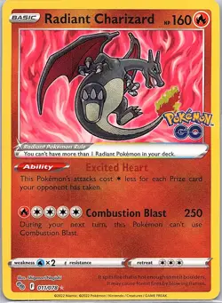Radiant Charizard Radiant Rare Pokemon GO 011/078 NM - Image 1