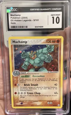 Pokemon TCG Machamp Holo EX Hidden Legends CGC 10 Mint PSA Crossover Potential - Image 1