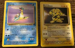 Pokemon Lapras 25/62 Fossil Regular + Electabuzz 20/102 Regular Non Holo Vintage - Image 1