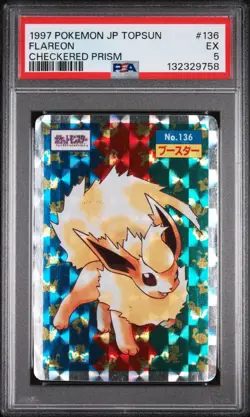PSA 5 1997 Pokemon Japanese Topsun Flareon Checkered Cracked Ice Prism #136 - Image 1
