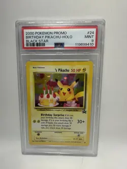 2000 Pokemon promo birthday Pikachu Holo black star #24 PSA Mint 9 - Image 1