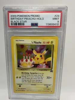 2000 Pokemon promo birthday Pikachu Holo black star #24 PSA Mint 9 - Image 2