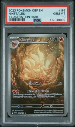 PSA 10 GEM MINT Pokemon Ninetales 199/197 Illustration Rare 2023 Obsidian Flames - Image 1