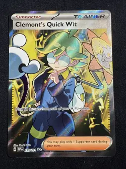 229/191 Clemont's Quick Wit Full Art- Pokemon SV Surging Sparks - NM/M - Image 1