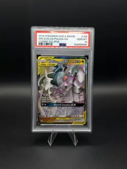 2019 POKEMON SUN & MOON COSMIC ECLIPSE #156 ARCEUS & DIALGA & PALKIA GX PSA 10 - Image 1