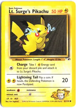Lt. Surge's Pikachu 81/132 Common Gym Heroes Pokemon - Image 1
