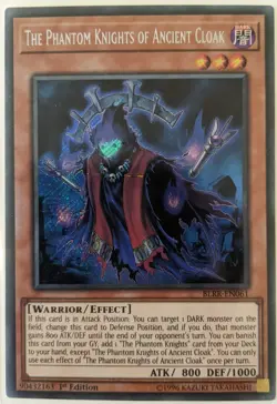 YuGiOh The Phantom Knights of Ancient Cloak Secret Rare 1st Edition BLHR-EN061 - Image 1