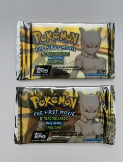 2 x Topps Pokemon The First Movie SEALED Pack of 8 Trading Cards - Black Logo - Image 1