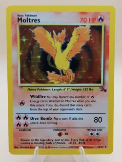 Moltres Holo Rare Fossil 12/62 Pokemon Card - WOTC 1999 - Image 1
