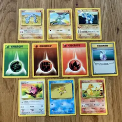Pokemon TCG Base Set Cards X10 - Vintage WOTC 1999 Cards - Joblot No Duplicates - Image 1