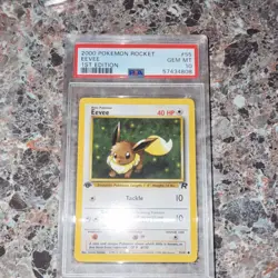 Pokemon Eevee Team Rocket 1st Edition Common 55/82 PSA 10 English 2000 - Image 1
