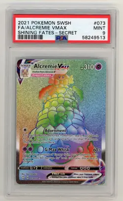PSA 9 2021 Pokemon SWSH Shining Fates 073 FA Alcremie VMAX Secret Full Art MINT - Image 1