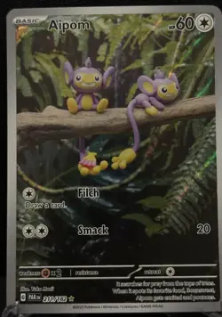 Aipom 211/182 Illustration Rare Paradox Rift Yuka Morii Clay Art Pokemon TCG NM - Image 1