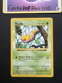 Pokemon TCG Weedle Base Set 69/102 Regular Shadowless Common - Image 1
