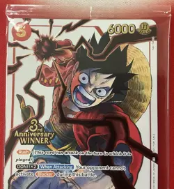 One Piece Card Game 3rd Anniversary Winner Pack Sealed Monkey.D.Luffy ST01-012 - Image 3