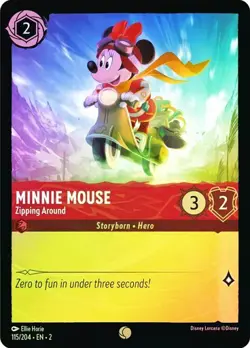 Disney Lorcana Minnie Mouse Zipping Around 115/204 Cold Foil Rise Of Floodborn - Image 1