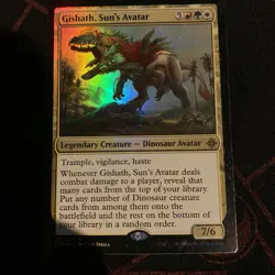 1x MTG Gishath, Sun's Avatar Ixalan XLN 222 FOIL Mythic Rare Near Mint - Image 1