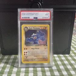 2000 Pokemon Team Rocket Dark Machamp Holo #10 PSA 9 MINT Graded Card - Image 1