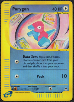 Porygon Reverse Holo - 103a/147 Aquapolis Pokemon Card Light Play (description) - Image 1