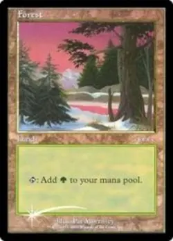 MTG magic cards 1x Forest - DCI Arena 2001 Ice Age FOIL art Arena Promos NM-Mint - Image 1