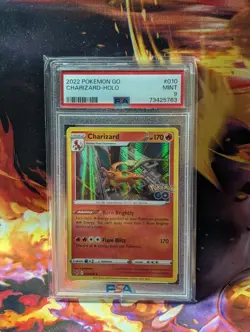 2022 Pokemon Go CHARIZARD HOLO #010 PSA Graded Mint 9 Rare Hard to Find - Image 1