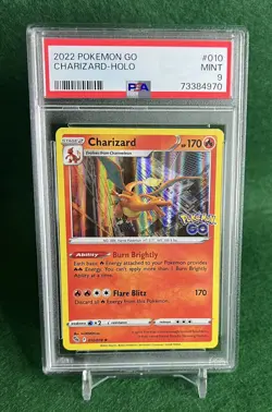 2022 Pokemon TCG Charizard Pokemon GO 010/078 Holo Rare PSA MINT 9 - Image 1