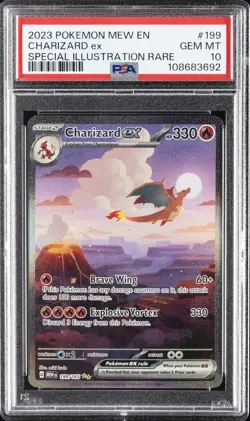 2023 POKEMON MEW EN-151 SPECIAL ILLUSTRATION RARE #199 CHARIZARD EX PSA 10 - Image 1