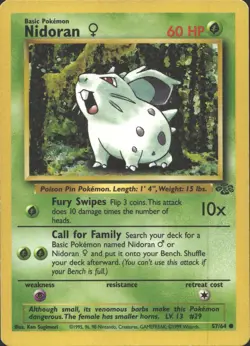 NIDORAN F 57/64 COMMON JUNGLE POKEMON UNLIMITED MP - Image 2
