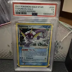 Pokemon Gold Star Vaporeon Holo EX Power Keepers 2007 PSA 5 EX - Image 1
