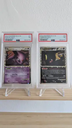 PSA 7 Sequential Pokemon HG & SS Undaunted Espeon 81/90 Umbreon 86/90 Prime Holo - Image 1