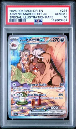 2025 POKEMON DRI EN-DESTINED RIVALS #235 ARVEN'S MABOSSTIFF EX PSA 10 - Image 1