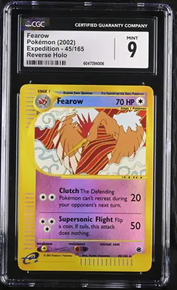 CGC 9 MINT Fearow 2002 Expedition 45/165 Reverse Holo Pokemon Card - Image 1