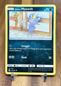 Alolan Meowth 128/236 Cosmic Eclipse Non Holo Common Pokemon Card NM - Image 1