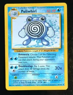Poliwhirl 38/102 Base Set Unlimited WOTC Vintage Pokemon Card 38/102 (LP) - Image 1